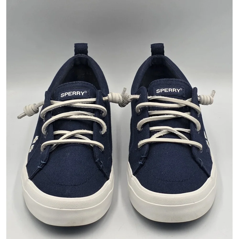 Sperry Crest Vibe Floral STS89178 Navy Canvas Sneakers Women's Size 8
